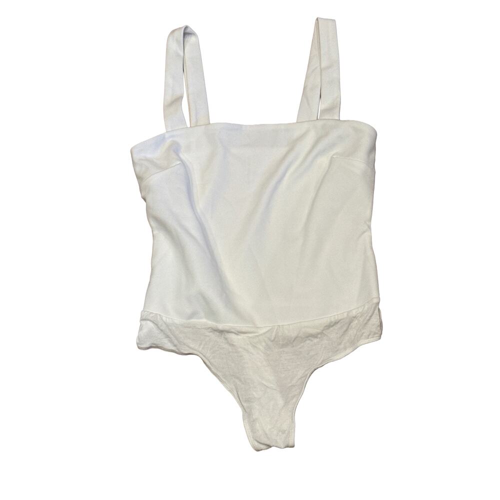 Lulus White square neck tank bodysuit Basics Medium sleeveless